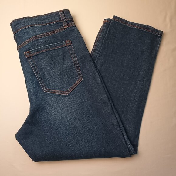 Ella Moss Jeans Size 14/31 Cropped  High Waist Straight Medium Dark Wash - Picture 1 of 10